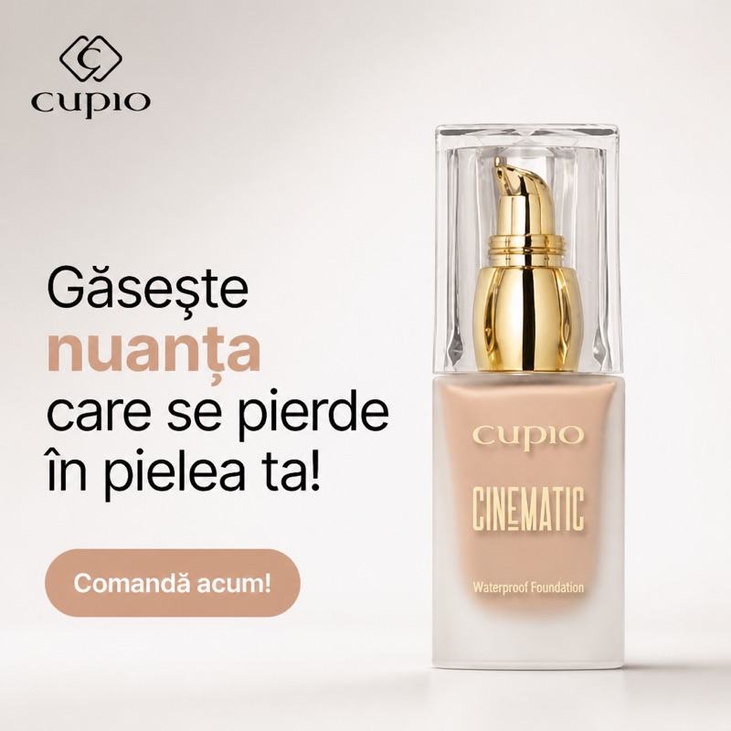 Cupio Cinematic paid ad, with the message Find the shade that melts into your skin and an Order now button