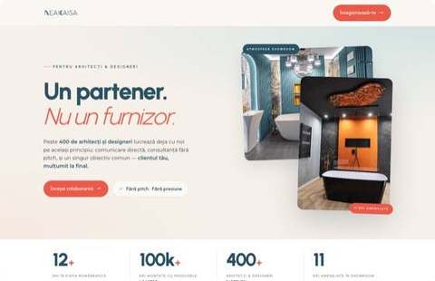 Variant A, the A/B test winner, NeaKaisa landing page for architects and designers